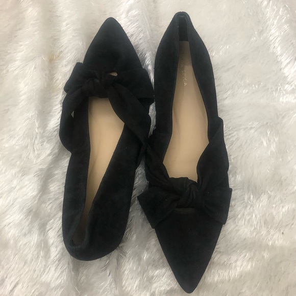 Via Spiga Black suede pointed toe bow flats size 9 - Picture 5 of 6